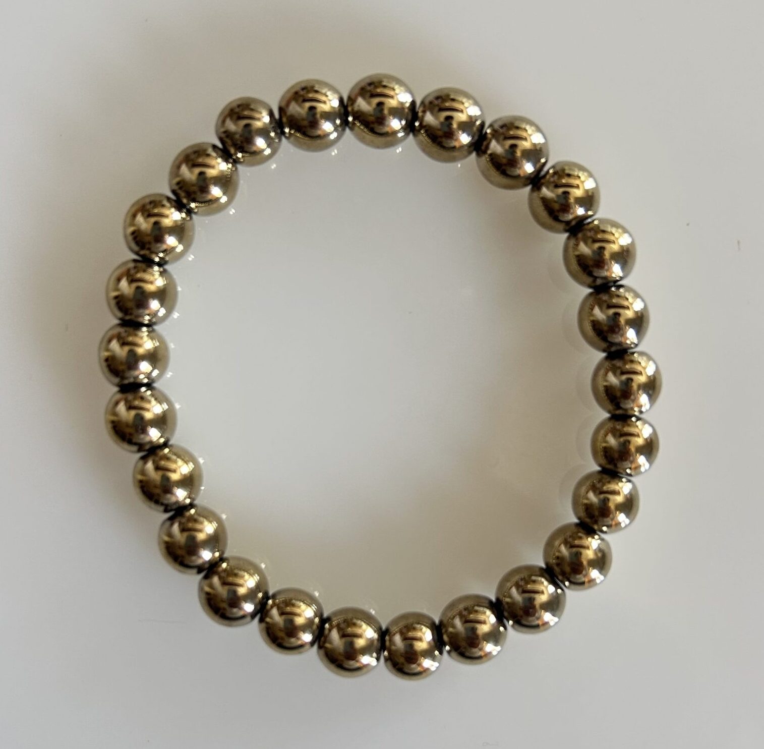Natural Pyrite Stone Bracelet – Polished Beads for Protection & Prosperity - Image 2