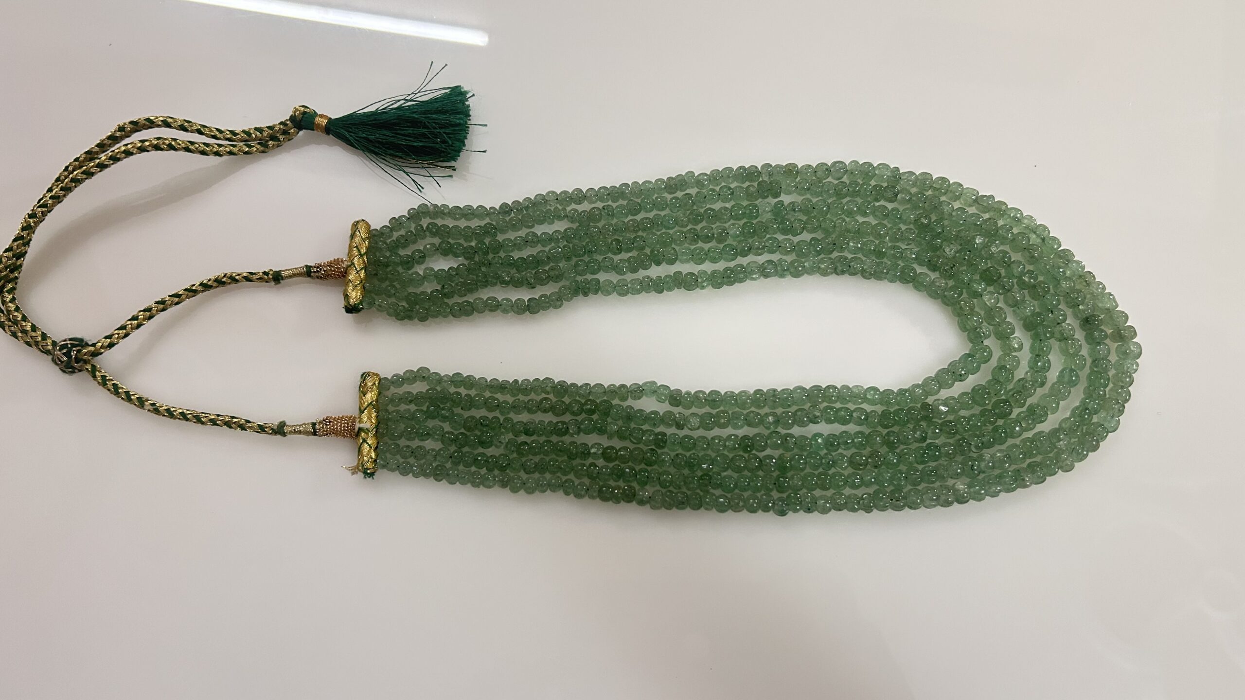 Elegant Natural Green Strawberry Melon cut Multi-Strand Beaded Necklace - Image 5