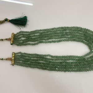 Elegant Natural Green Strawberry Melon cut Multi-Strand Beaded Necklace