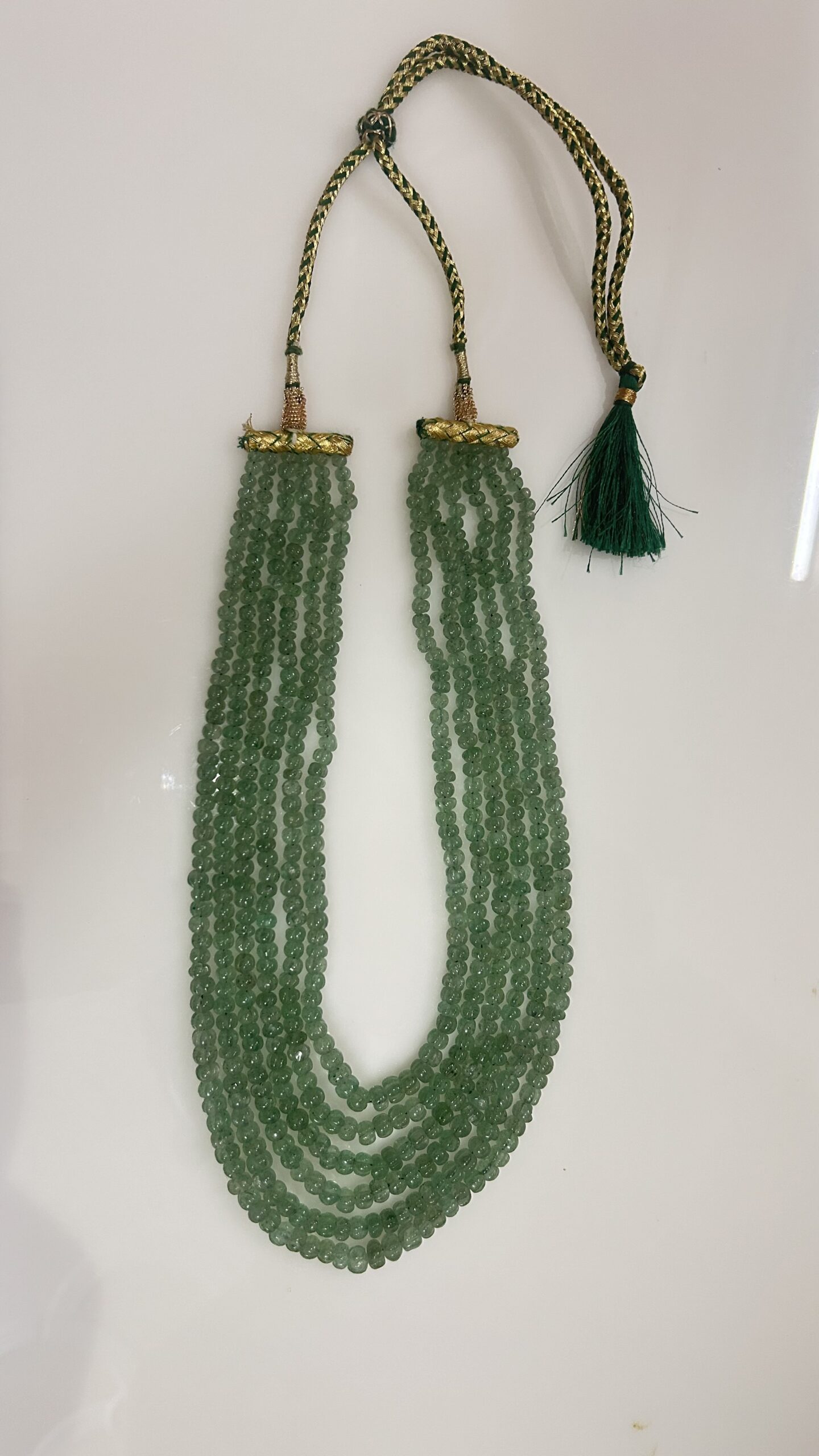 Elegant Natural Green Strawberry Melon cut Multi-Strand Beaded Necklace - Image 3